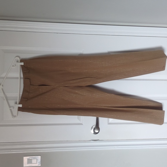 LOUBEN Wool Pants Blazer Suit Set, Brown, Metal Tread Strip Fabric, Size 10 - Picture 6 of 11